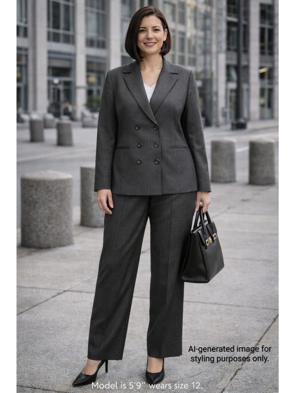 Pendleton Gray Pinstripe Wool Pant Suit Women’s 12 Vintage Made USA